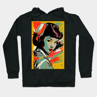 Vintage asian woman in pop-art style Hoodie